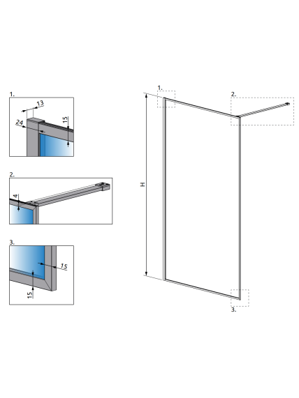 Nejudanti dušo sienelė Radaway Modo F Chrome II 4 Nejudanti dušo sienelė Radaway Modo F Chrome II 4