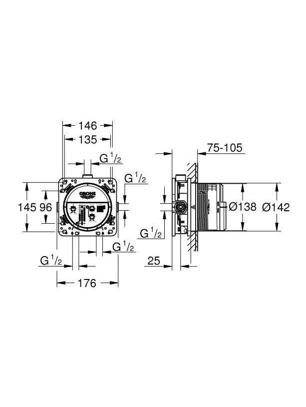 Potinkinės sistemos komplektas Grohe Cubeo, 1053362430 5