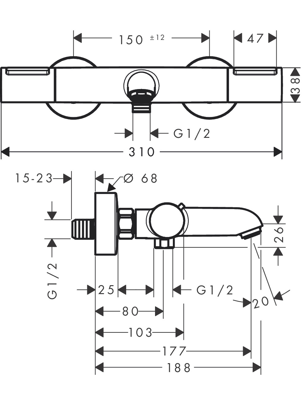 Termostatinis vonios maišytuvas Hansgrohe Ecostat Element 6