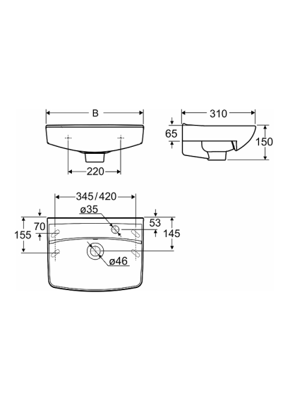 Praustuvas Ifo Inspira Square 15017, 15018, 50x31 cm 5 Praustuvas Ifo Inspira Square 15017, 15018, 50x31 cm 5