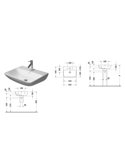 Praustuvas Duravit Me by Starck 55x44 cm, 60x46 cm, 65x49 cm 2