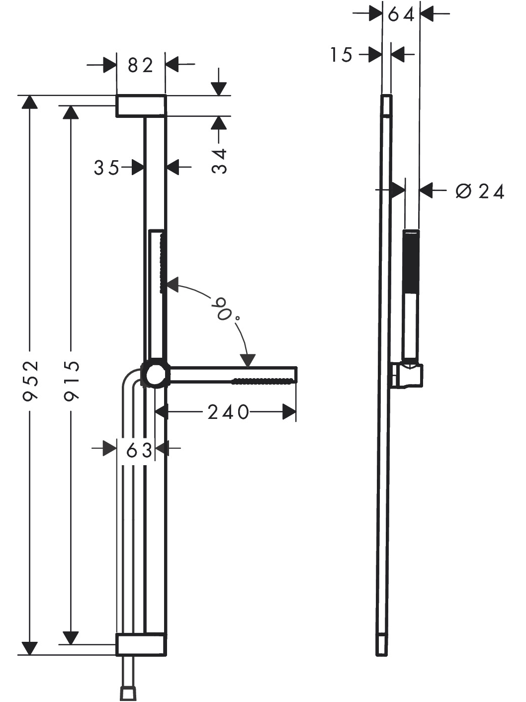 Dušo komplektas Hansgrohe Pulsify S 100 1jet EcoSmart 90 cm 4