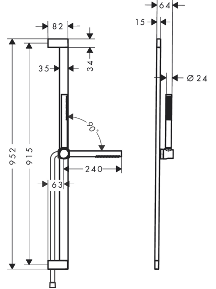 Dušo komplektas Hansgrohe Pulsify S 100 1jet EcoSmart 90 cm 4