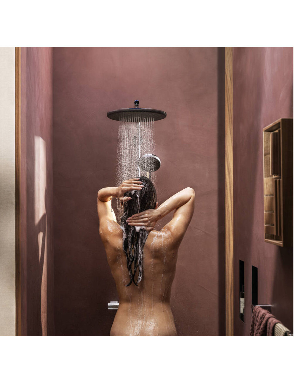 Dušo sistema su Hansgrohe Raindance Alive S Puro Showerpipe 300 1jet su Ecostat Element 4