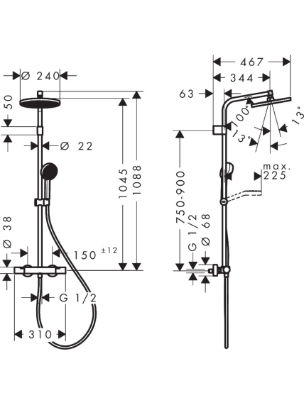 Dušo sistema Hansgrohe Activera S Showerpipe 240 1jet EcoSmart mit Ecostat Fine Varia 1 Dušo sistema Hansgrohe Activera S Showerpipe 240 1jet EcoSmart mit Ecostat Fine Varia 1