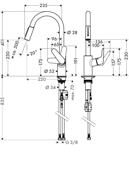 Maišytuvas plautuvei Hansgrohe Focus M41 2 Maišytuvas plautuvei Hansgrohe Focus M41 2