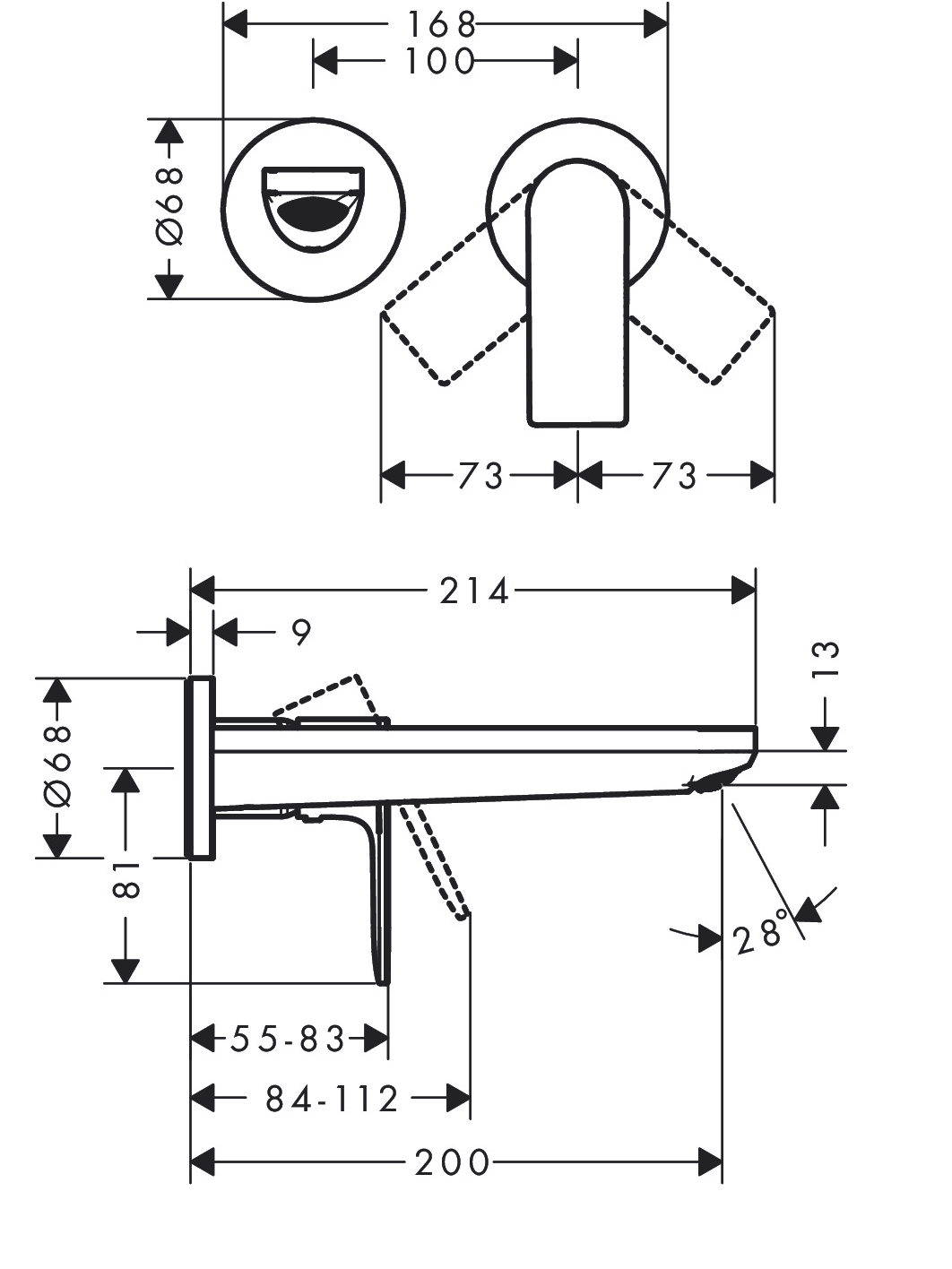 Sieninis praustuvo maišytuvas Hansgrohe Rebris E 20 cm 1 Sieninis praustuvo maišytuvas Hansgrohe Rebris E 20 cm 1