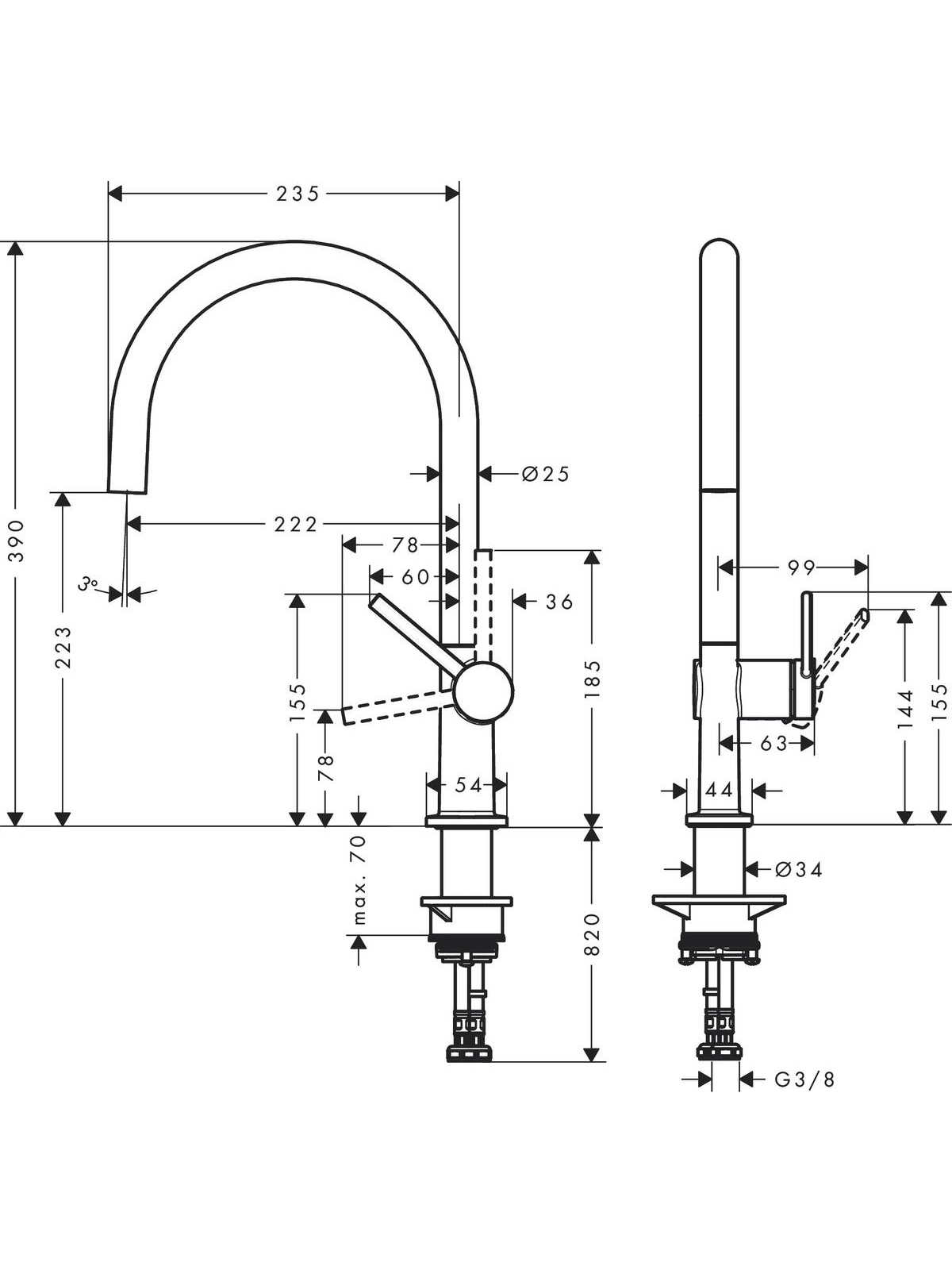 Maišytuvas plautuvei Hansgrohe Talis M54 220 1