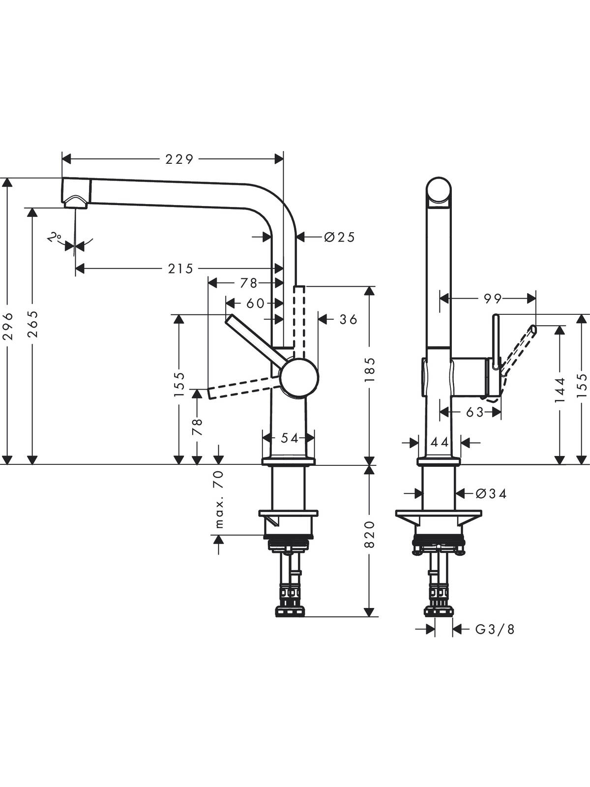 Maišytuvas plautuvei Hansgrohe Talis M54 270 4