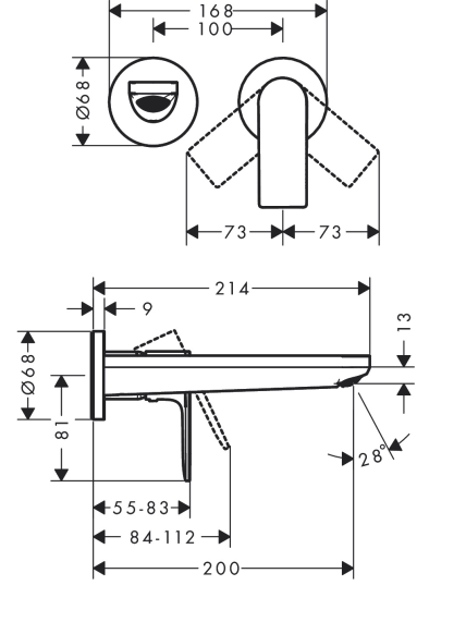 Sieninis praustuvo maišytuvas Hansgrohe Rebris E 20 cm 1