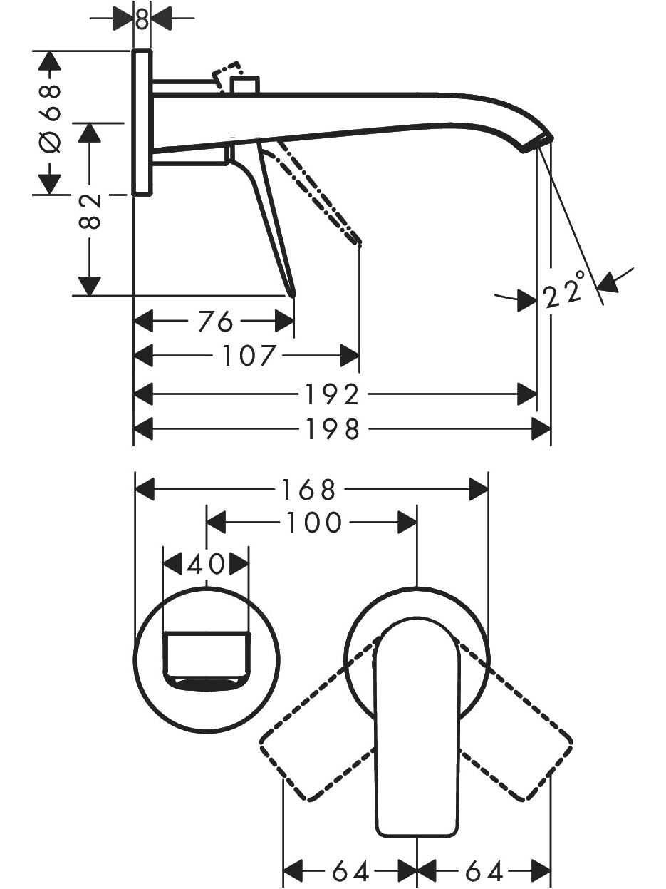Sieninis praustuvo maišytuvas Hansgrohe Vivenis 4 Sieninis praustuvo maišytuvas Hansgrohe Vivenis 4