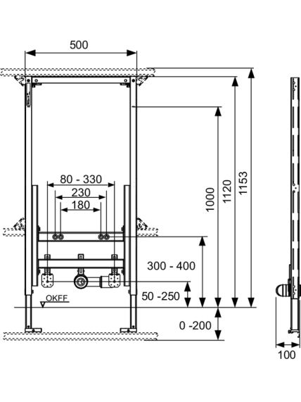 TECE universalus bidė rėmas (1120mm) 9330000 1 TECE universalus bidė rėmas (1120mm) 9330000 1