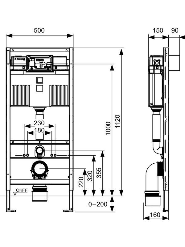TECE universalus WC rėmas su Uni bakeliu (1120mm), 9300302 1