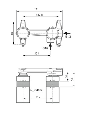 Potinkinis praustuvo maišytuvas Ideal Standard Ceraline 6