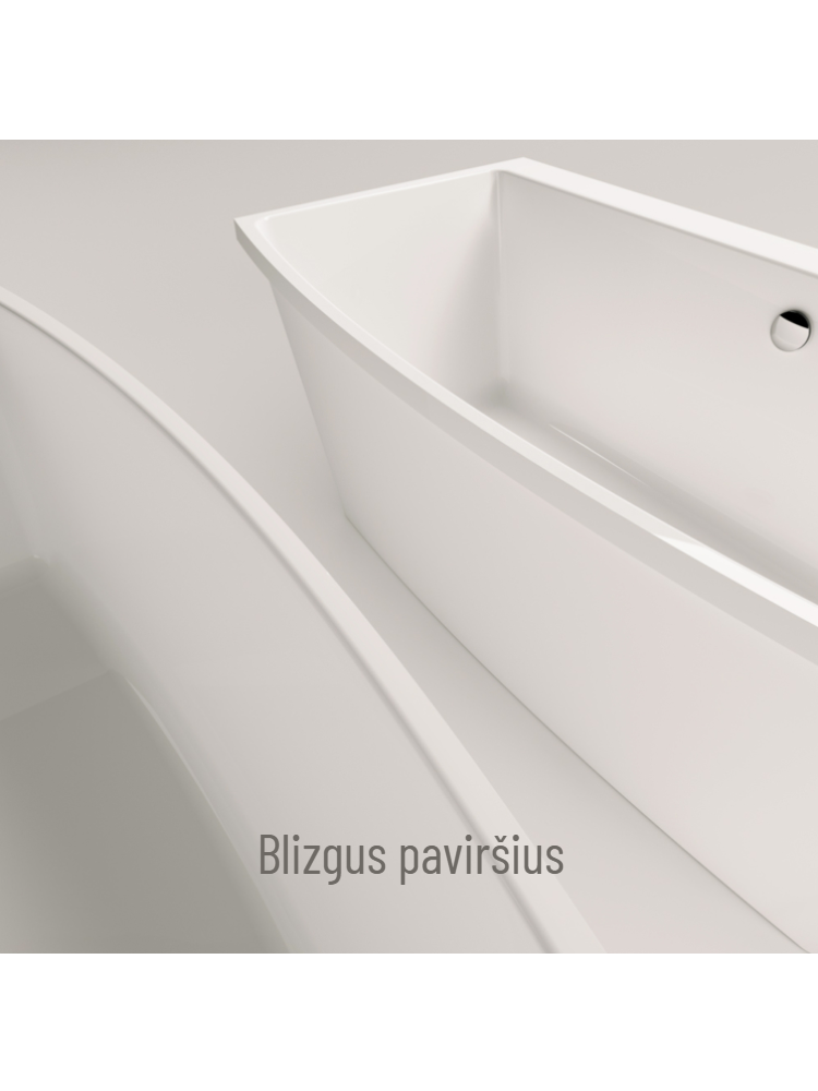 Akmens masės vonia PAA Step 170 x 89 cm, balta blizgi 3