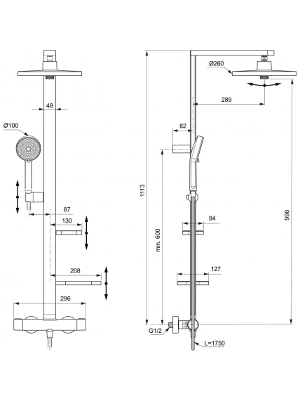Dušo sistema Ideal Standard Alu+ su lentynėlėmis 16 Dušo sistema Ideal Standard Alu+ su lentynėlėmis 16
