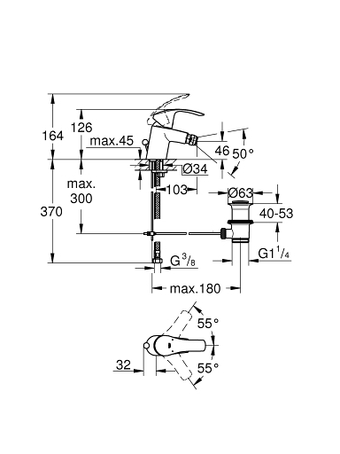 Bidė maišytuvas Grohe Eurosmart, 32929002