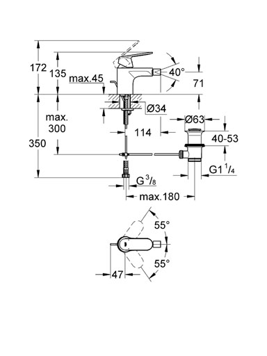 Bidė maišytuvas Grohe Eurosmart Cosmopolitan, 32839000 Bidė maišytuvas Grohe Eurosmart Cosmopolitan, 32839000