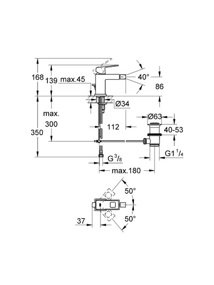 Bidė maišytuvas Grohe Eurocube, 23138000 Bidė maišytuvas Grohe Eurocube, 23138000
