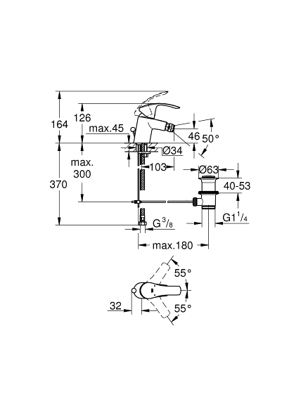 Bidė maišytuvas Grohe Eurosmart, 32929002 Bidė maišytuvas Grohe Eurosmart, 32929002