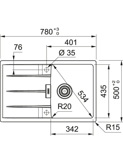 Granitinė plautuvė Franke CNG 611-78 su ventiliu 3 Granitinė plautuvė Franke CNG 611-78 su ventiliu 3