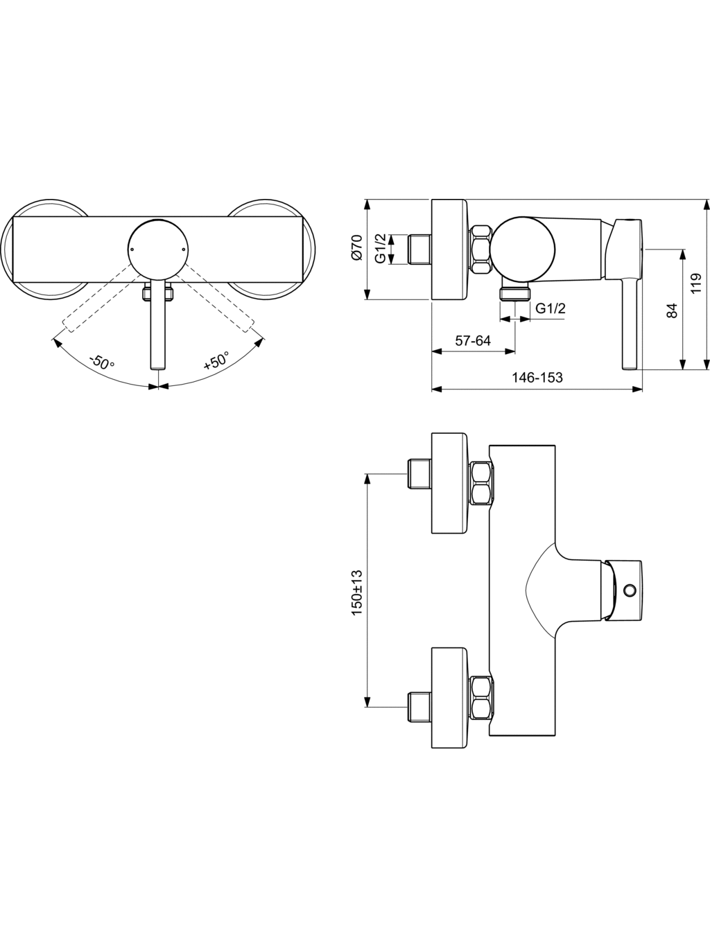 Dušo maišytuvas Ideal Standard Ceraline, BC200AA 2 Dušo maišytuvas Ideal Standard Ceraline, BC200AA 2