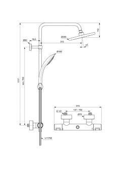 Dušo sistema Ideal Standard Ceratherm T25, A7545XG