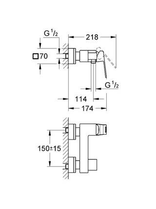 Dušo maišytuvas GROHE Eurocube,  23145000 3