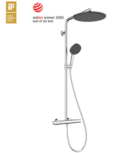 Dušo sistema su Hansgrohe Raindance Alive S Puro Showerpipe 300 1jet su Ecostat Element