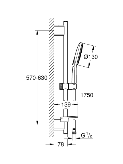 Dušo komplektas Grohe Rainshower SmartActive 130, 26575000 3 Dušo komplektas Grohe Rainshower SmartActive 130, 26575000 3