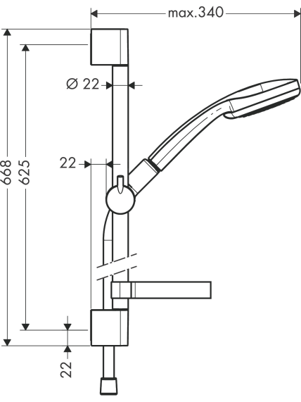 Dušo komplektas Hansgrohe Croma 100 Vario 65 cm 27772000 1