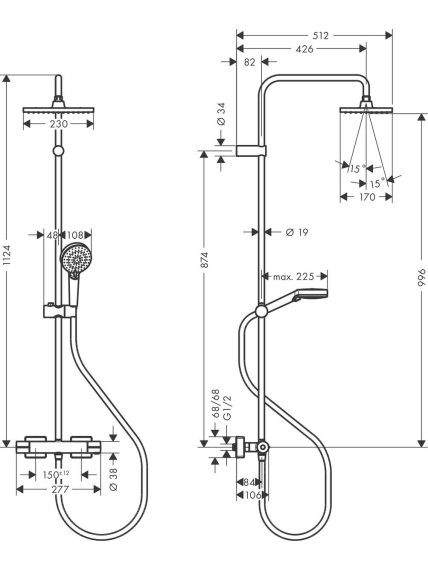 Dušo sistema Hansgrohe Vernis Shape Showerpipe 230 2 Dušo sistema Hansgrohe Vernis Shape Showerpipe 230 2