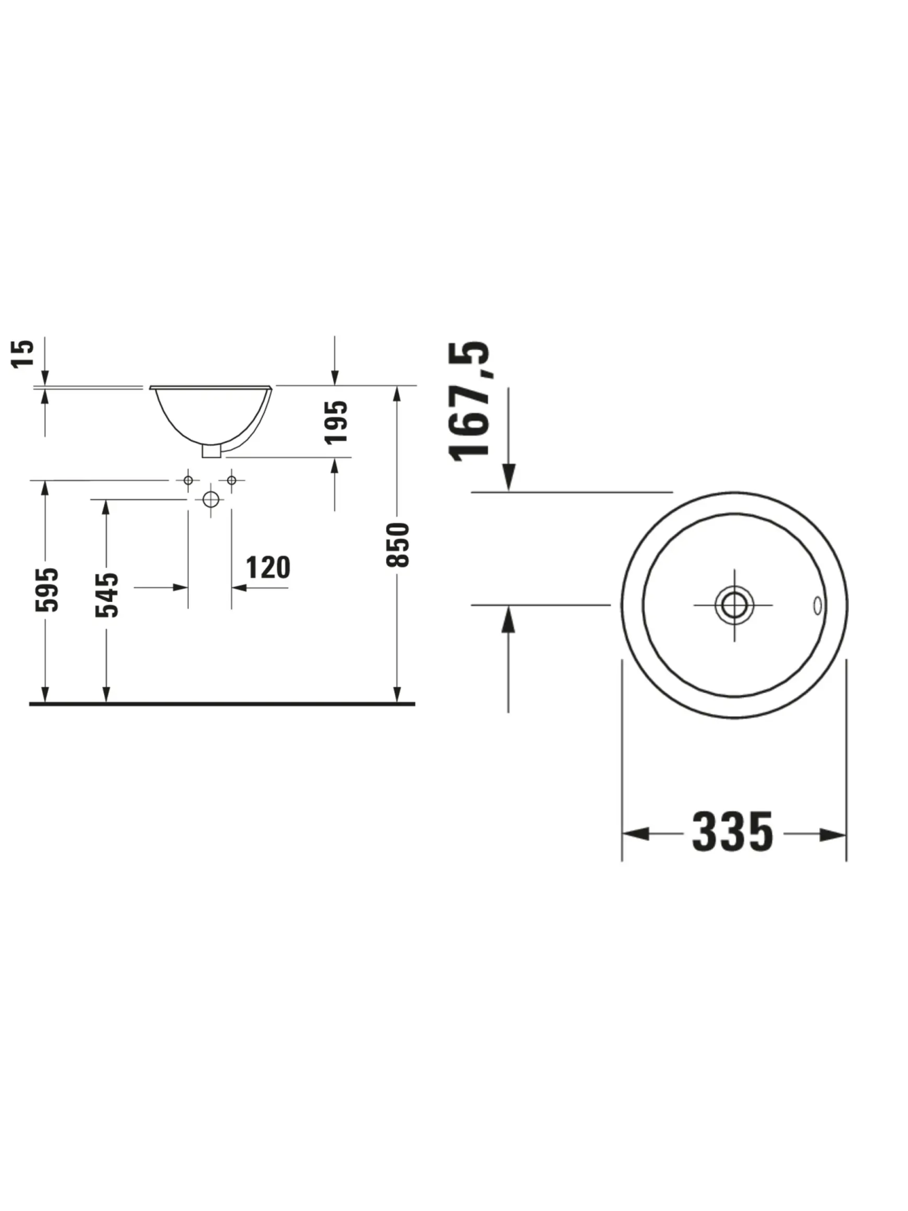 Įleidžiamas praustuvas Duravit Architec 33,5x33,5 cm, 0473340031 4