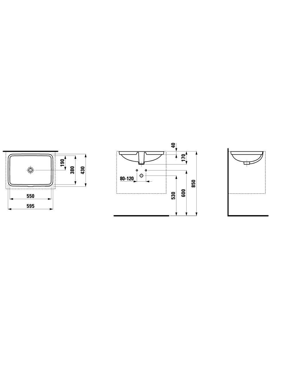 Įmontuojamas praustuvas Laufen Pro S 55x38 cm 3 Įmontuojamas praustuvas Laufen Pro S 55x38 cm 3