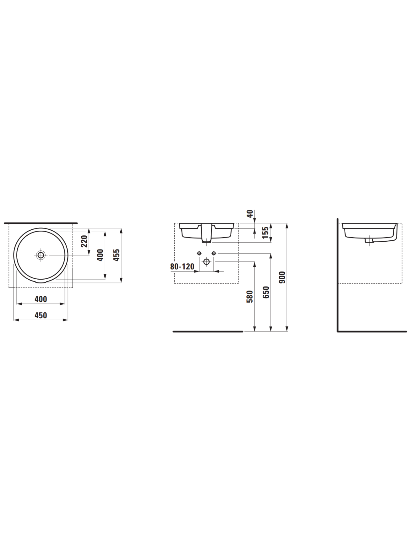 Iš apačios montuojamas praustuvas Laufen Living City 40x40 cm 2 Iš apačios montuojamas praustuvas Laufen Living City 40x40 cm 2