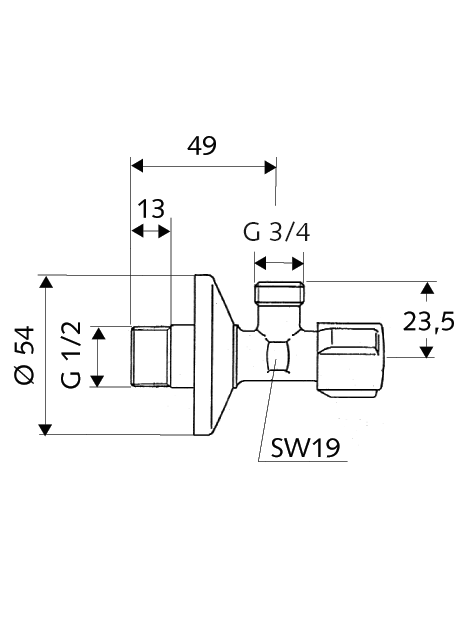 Kampinis ventilis skalbimo mašinai Schell Comfort 1