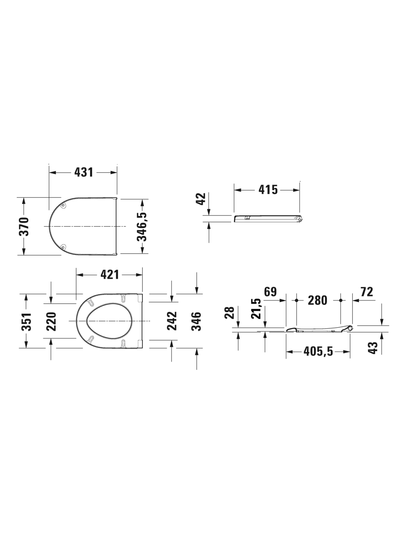 Klozeto dangtis Duravit Starck 3 SoftClose, 0063890000 6 Klozeto dangtis Duravit Starck 3 SoftClose, 0063890000 6