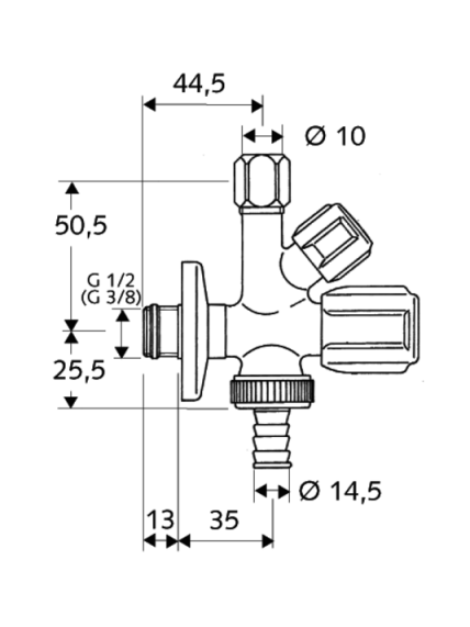 Kombinuotas kampinis ventilis Schell Comfort, 035510699 1 Kombinuotas kampinis ventilis Schell Comfort, 035510699 1