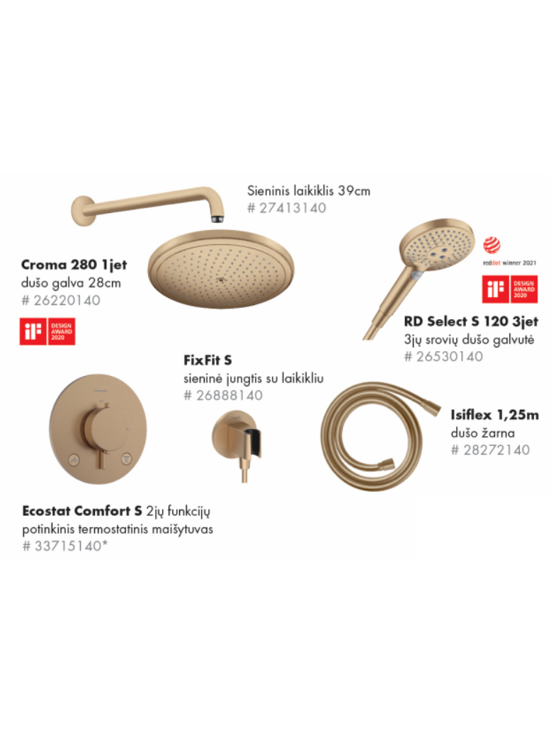 Potinkinės sistemos komplektas Hansgrohe "6 in 1", Croma 280, RD Select S 120 1 Potinkinės sistemos komplektas Hansgrohe "6 in 1", Croma 280, RD Select S 120 1