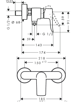 Maišytuvas dušui Hansgrohe Metris, 31680000