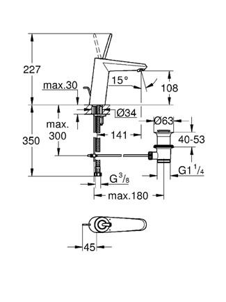 Maišytuvas praustuvui Grohe Eurodisc Joystick 23427000 3