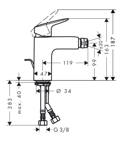 Maišytuvas bidė Hansgrohe Logis 71200000 1 Maišytuvas bidė Hansgrohe Logis 71200000 1