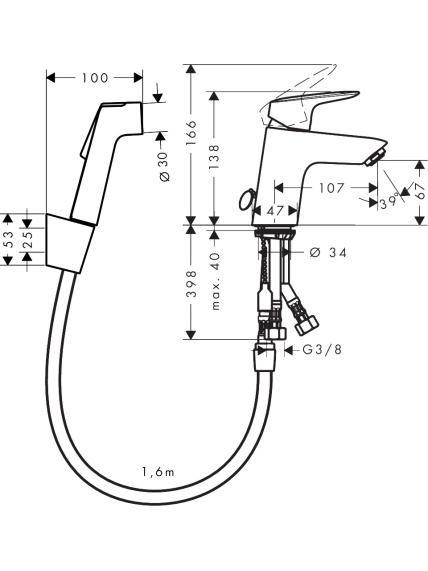 Maišytuvas bidete Hansgrohe Logis 71290000 2