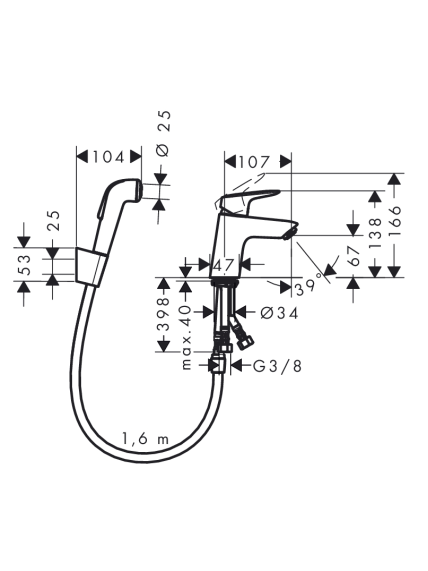 Maišytuvas bidete Hansgrohe Logis 71290000 3