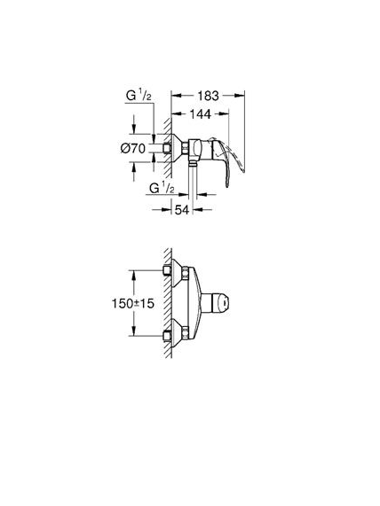 Maišytuvas dušui Grohe Eurosmart New 33555002 Maišytuvas dušui Grohe Eurosmart New 33555002