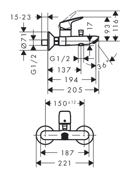 Maišytuvas voniai Hansgrohe Logis 71400000 4 Maišytuvas voniai Hansgrohe Logis 71400000 4