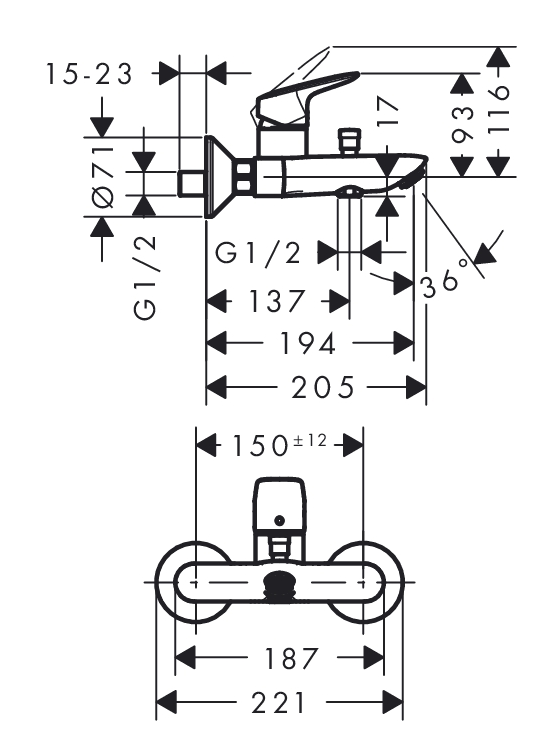 Maišytuvas voniai Hansgrohe Logis 71400000 4 Maišytuvas voniai Hansgrohe Logis 71400000 4