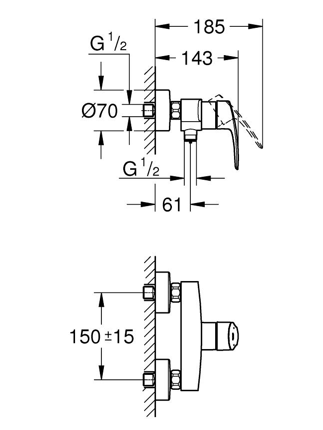 Maišytuvas dušui Grohe Eurosmart 33555003 1