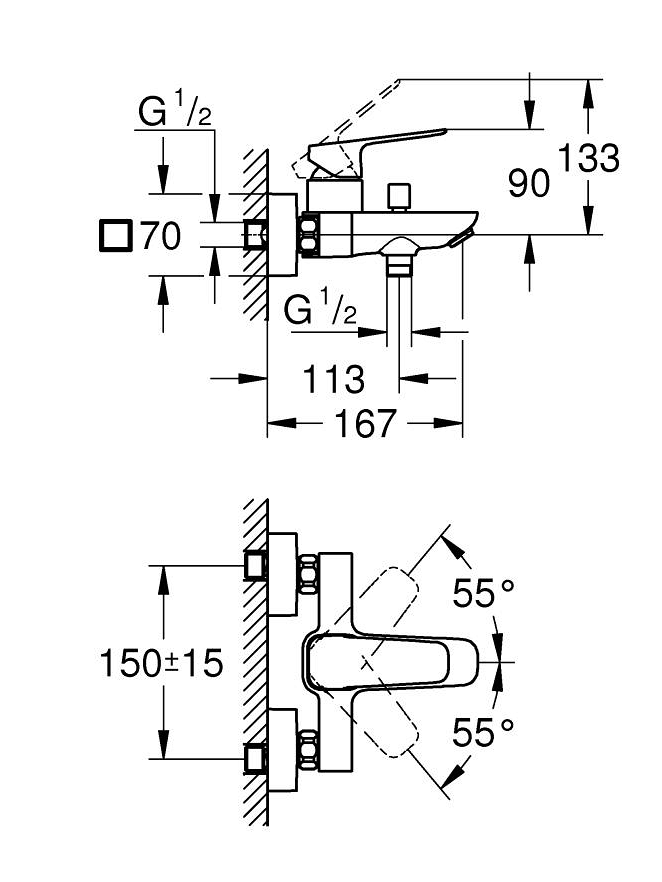 Maišytuvas voniai Grohe Cubeo, 1018130000 1 Maišytuvas voniai Grohe Cubeo, 1018130000 1