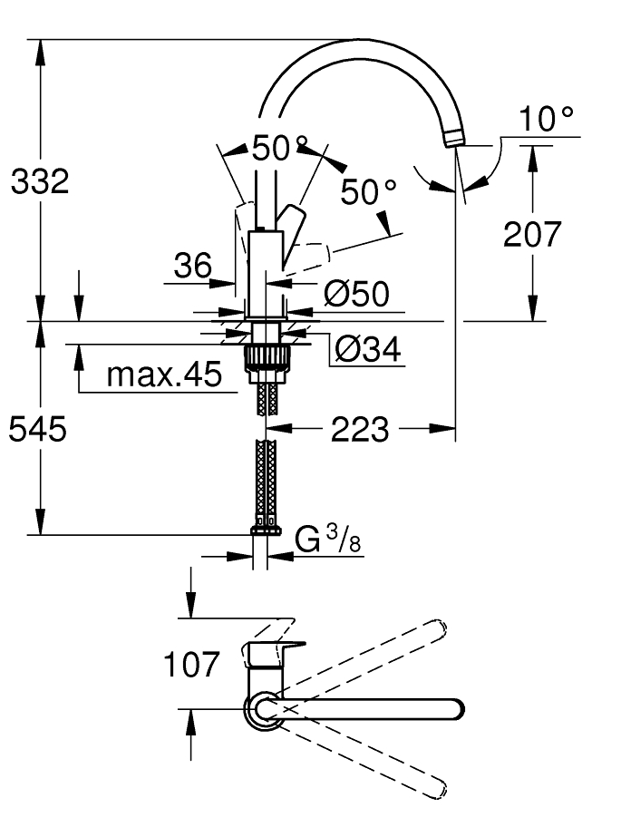 Maišytuvas plautuvei Grohe BauEdge 31367001 5 Maišytuvas plautuvei Grohe BauEdge 31367001 5